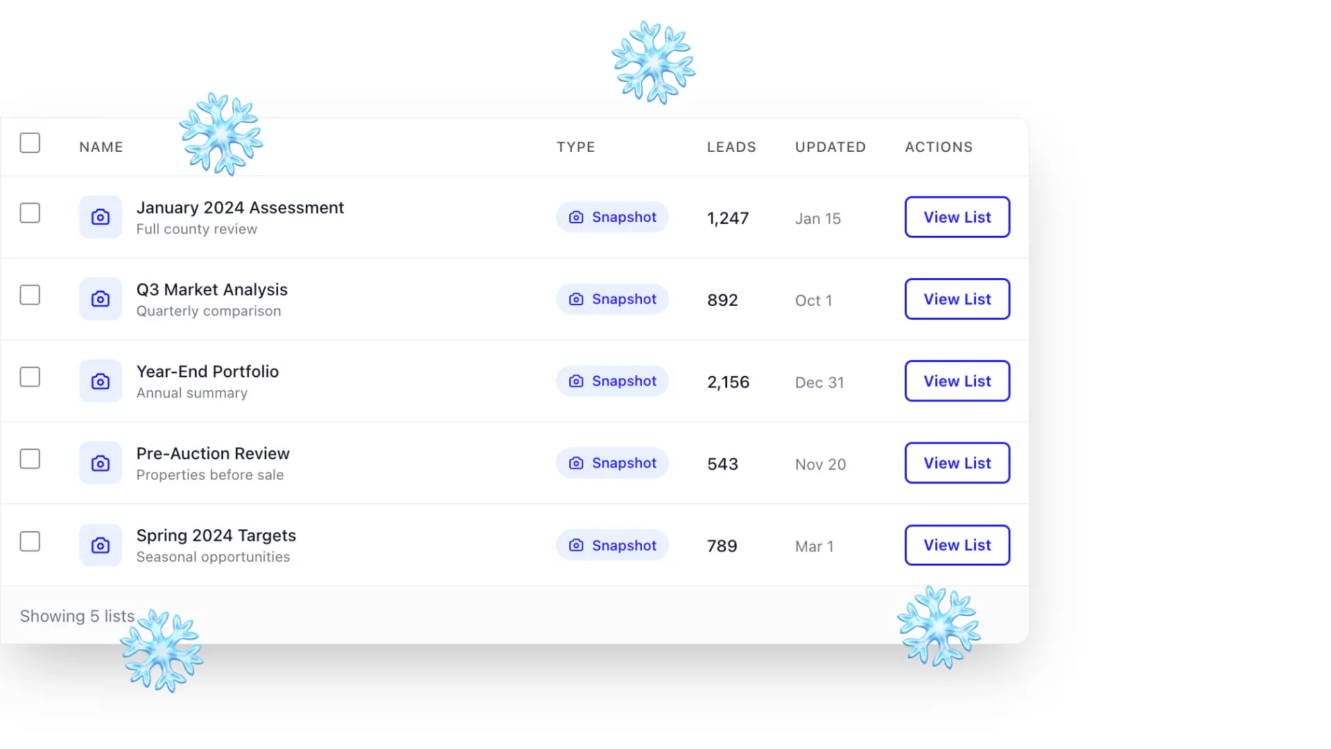 Snapshot Lists ❄️